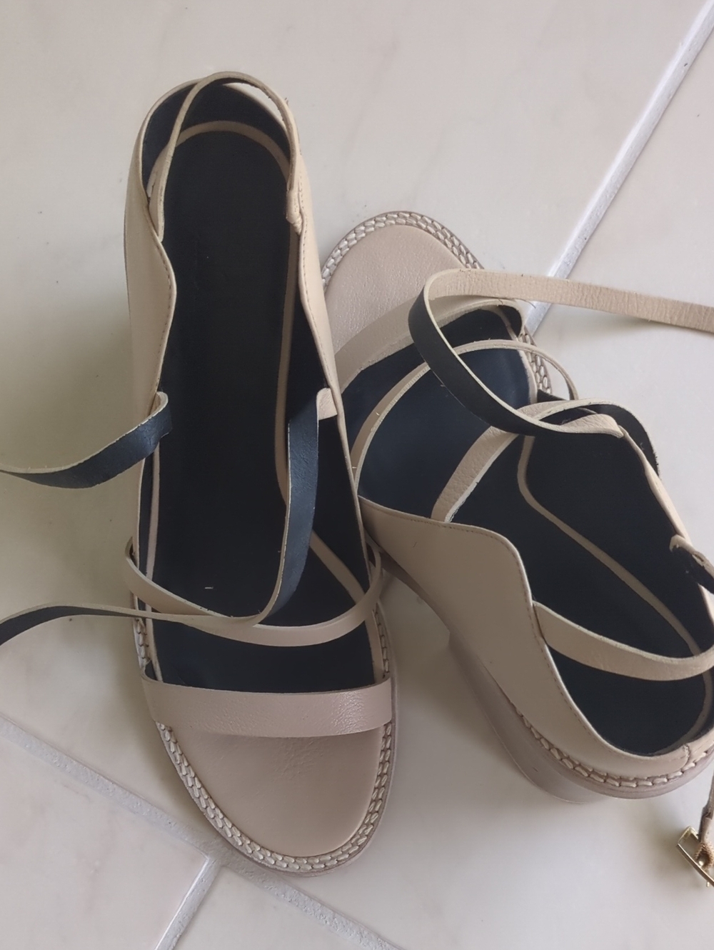 Tibi Women’s Nude Block Heel Sandals with Ankle Straps Contemporary Sz 39 US 8.5 - Picture 6 of 10